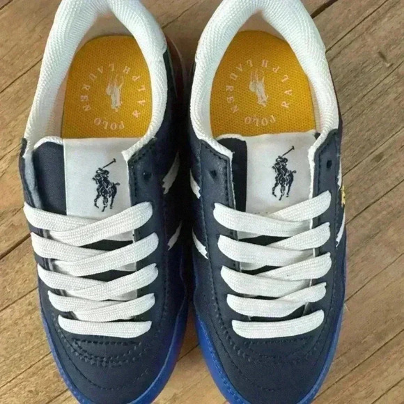 NWB Polo Ralph Lauren Kids Train 89 Sport Size 10.5c Red/Blue/Yellow/ Sneaker - Picture 6 of 9